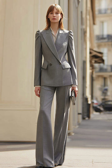 Costumes d’affaires 2 pièces gris à revers en pointe